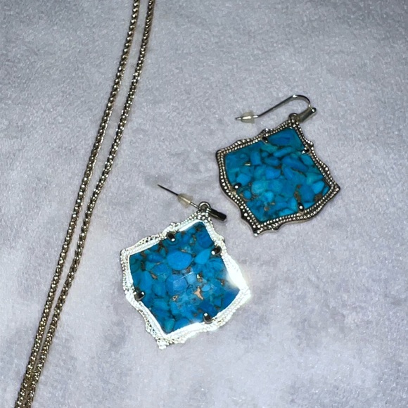Kendra Scott bronze Veined Turquoise set - Picture 6 of 8